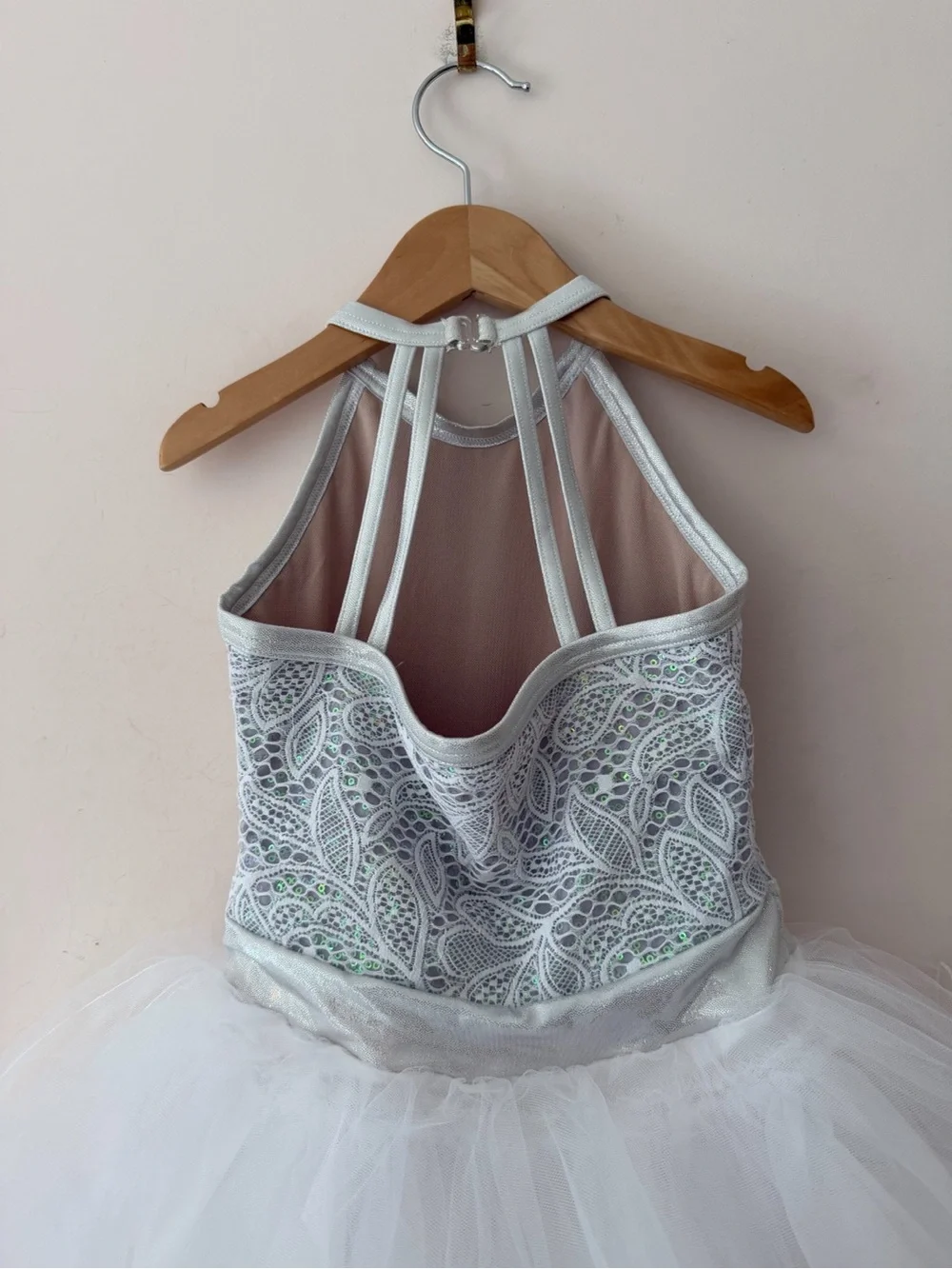 WEISSMAN EUC White Silver Sequin Lace Angel Tutu Ballet Dance Recital Costume